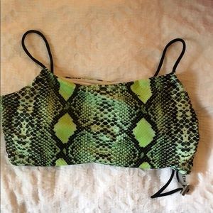 NWOT Lime green snake print bikini top